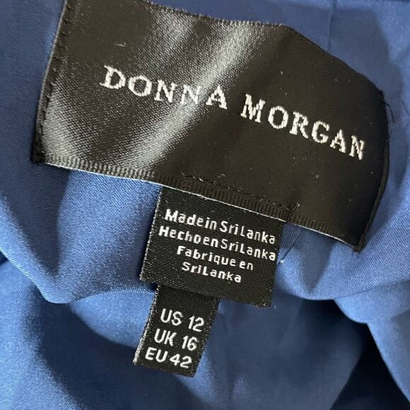 Donna Morgan Catalina Crepe Halter Maxi Dress Blue Women’s Sz 12 - Picture 5 of 5